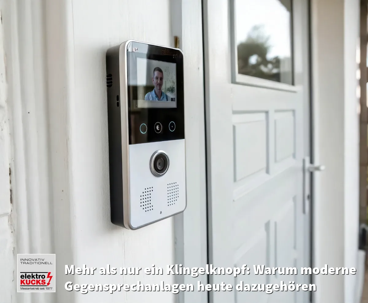 Türsprechstelle mit Kamera und zwei Klingeltastern an einer Hauswand